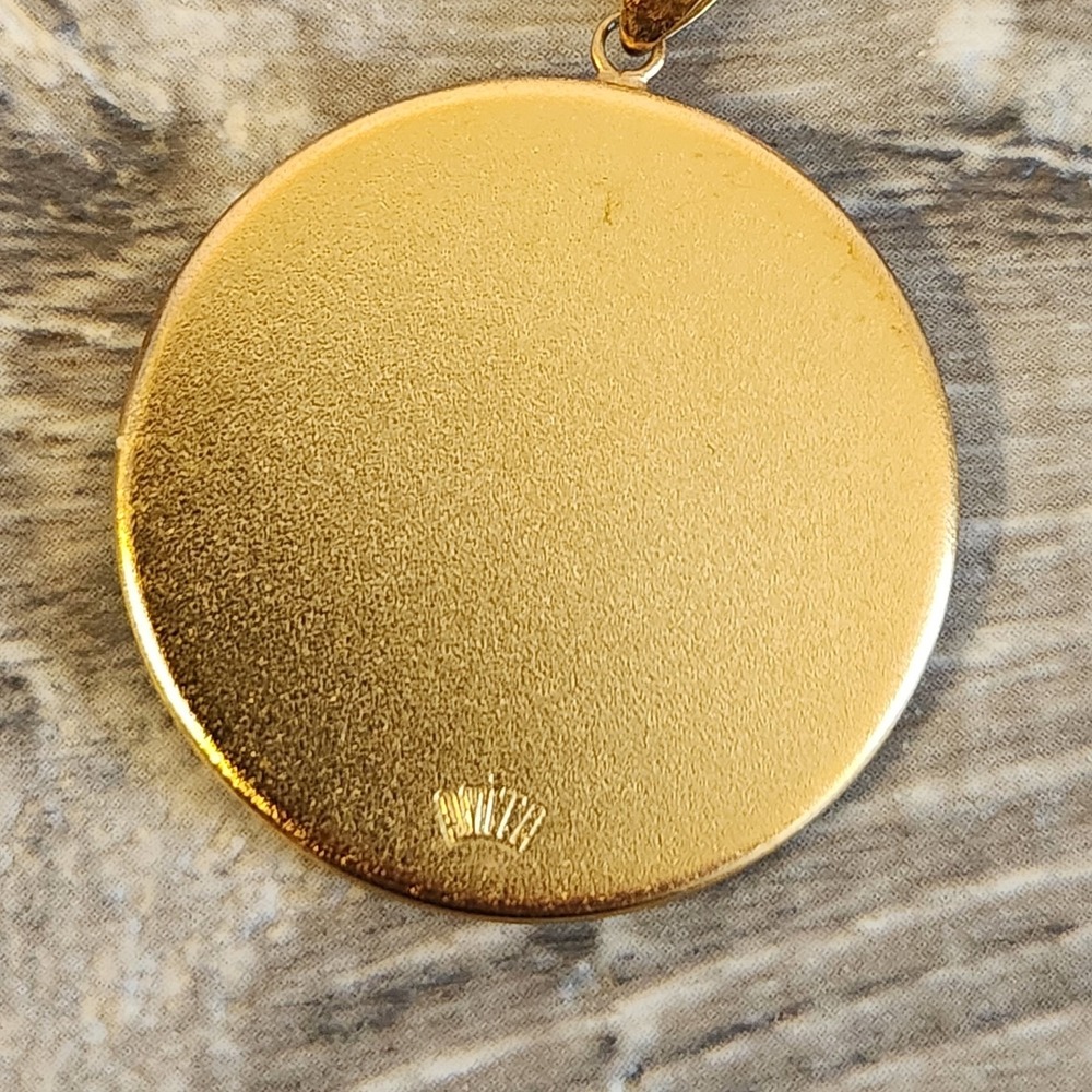 Vintage Amita Japanese House Landscape Damascene Pendant & Chain Black With Box - Picture 3 of 10
